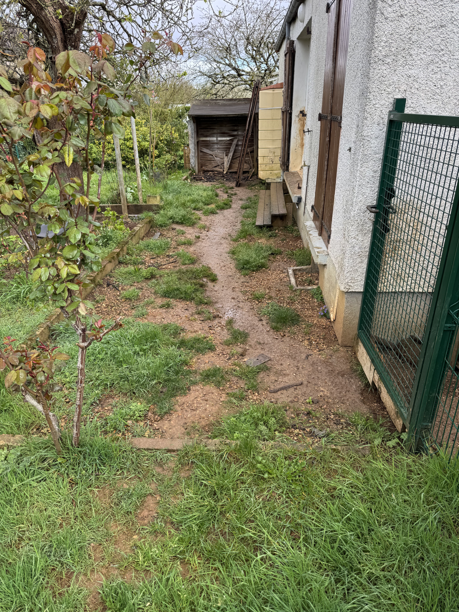 Espace extérieur avant la construction d’une terrasse en bois